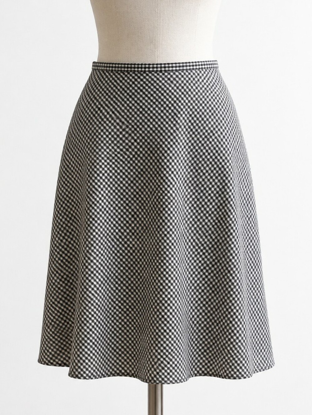 Liz Claiborne Vintage Black White Gingham Check Skirt | 100% Cotton | 12 PETITE